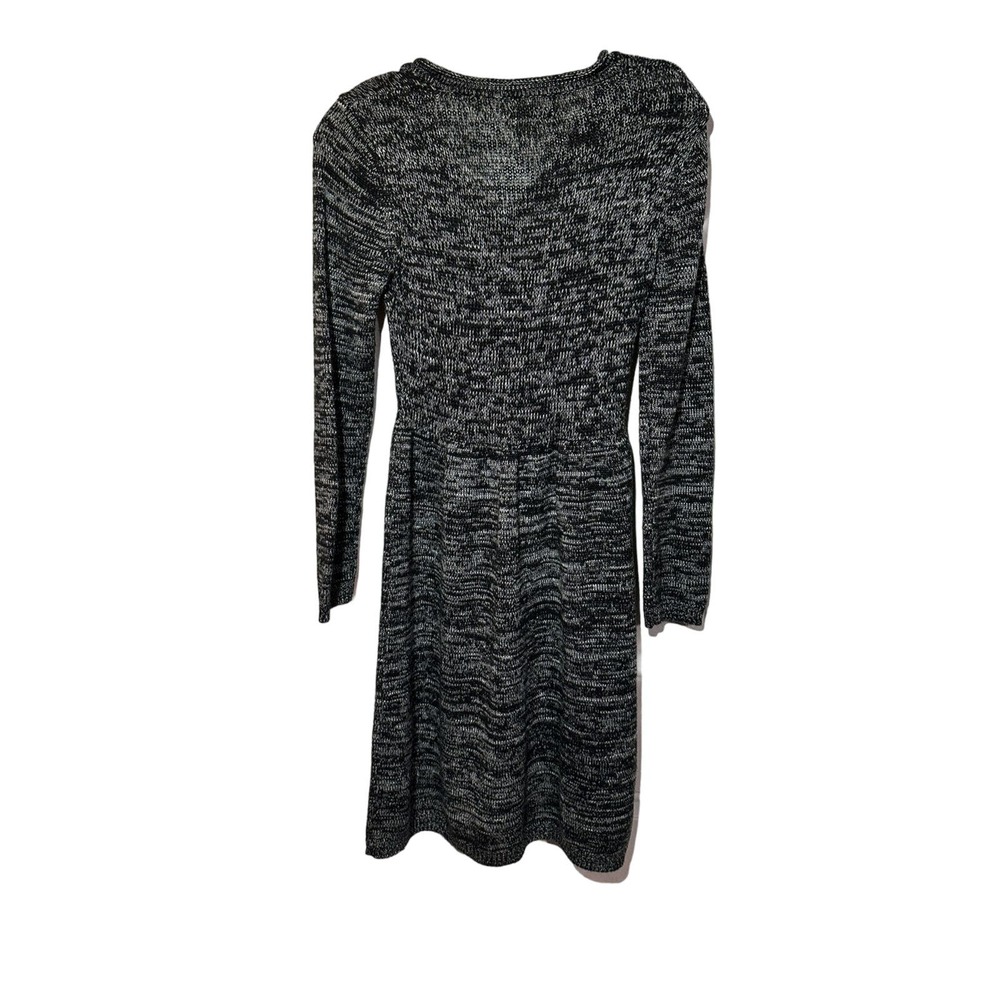 Calvin Klein Black White Sweater Dress Size XS Marled Long‎ Sleeve Fit Flare - Picture 2 of 6